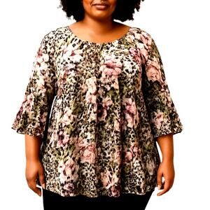 Est. 1946 14W 16W Women's Floral Flare Sleeve Top Shirt Blouse Plus Size 1X